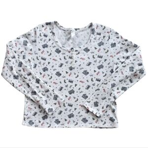 Arizona XL Festive White Thermal Henley Sleep Top